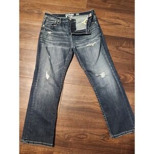 BKE TYLER Straight Leg Jeans sz 34x30 Buckle Dark Blue Tinted Wash Mens 34s